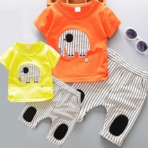 아이하루 블랙세로줄_코끼리반팔티+반바지