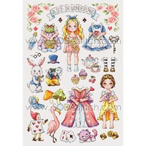 조이십자수 소다 십자수도안 큰도안 쿠션도안 시계도안, PAPER DOLL- Alice in Wonderland- [소다특대-132] 도안, 1개