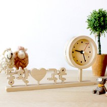 에코팩토리 무소음 자작나무 이니셜 탁상시계 땡글, 한글