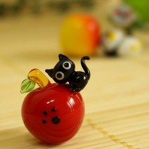 사과 검은고양이 피규어 미니어쳐