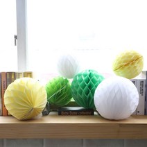 파티해 허니컴볼 장식세트 6개입, 옐로우
