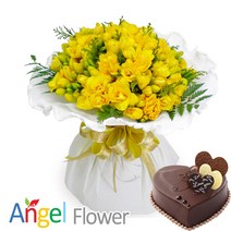 후리지아 꽃과케익 전국당일꽃배달