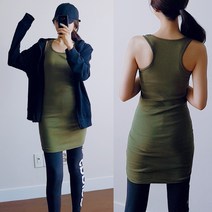 나날샵 S112)레이어드 데일리 복장 스판 롱나시 원피스티 롱티 나시 기본 민소매 나시티 망고나시 요가복 티셔츠