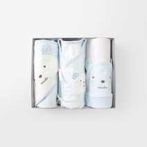 메르베 곰돌이M 신생아 출산선물세트(배냇저고리+속싸개+모자)_사계절용