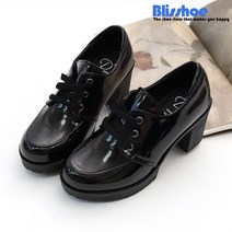 블리슈 크라운 키높이 워커힐 7cm 국내생산 둥근앞코 말굽 통굽 블랙