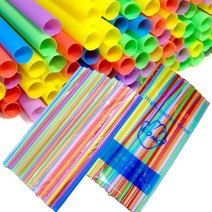 [동화오피스] 색빨대 5mm 혼합색 100개입 / 주름빨대 일자빨대, 1개