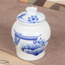 청화 백자 용춤호 연화문 차통