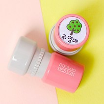 두루디자인 베이직 원형 스탬프, 피치핑크(new), 잉크 빨강