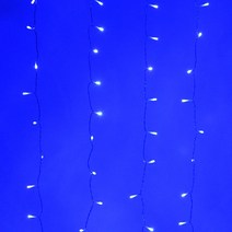 지아이비 DC24V LED 160구 커튼 라이트_투명선 파랑색 (전원코드포함), 투명선 파랑색