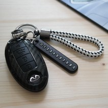 그린텍 인피니티 QX50 G25 G37 Q50 Q70 QX60 카본 키케이스 키홀더 키링, 07) 인피니티 4버튼 A타입 블랙 + 키링 블랙