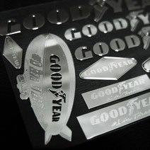 굿이어 금속 타이어 로고 스티커 GOODYEAR, B사이즈 실버
