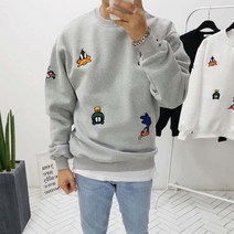 레어 남자 겨울 오버핏 기모캐릭터 자수 맨투맨