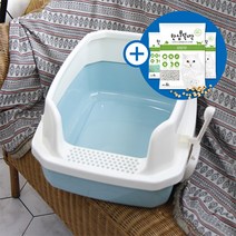 한큐뚝딱 평판형 고양이화장실 13160C 블루+[체험이벤트]한삽뚝딱 두부모래 6L(향랜덤발