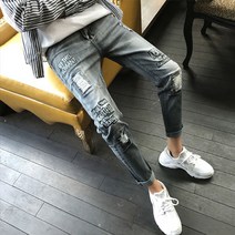 라쿤걸 직수입 남성 빈티지 프린트 청바지 JP0227