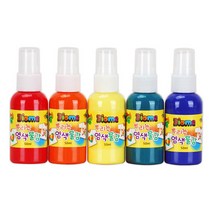 뿌리는 염색물감 50ml 5색세트 / 키즈맘아트 스프레이 액상 염색 물감 미술 놀이 텍스타일 염색놀이 염색하기 스텐실 홀치기 모양 도장 찍기 스탬프 롤러 집콕 엄마표미술 홈스쿨
