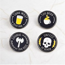 kirakirashop 블랙라운드 브로치 BRC3130