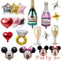 파티온 모양 은박풍선(하트 별 반짝 샴페인 반지 샴페인잔 미키미니), 반지풍선(75cm)