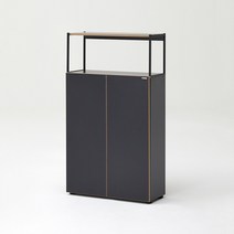 듀오백 라이트오피스 4단3도어 수납책장 CF084B3D3(800x1400), 책장 블랙+도어 다크우드