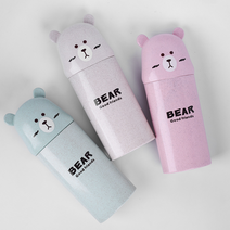트립인 휴대용 칫솔케이스 여행용 세면도구4종, 04. 곰 일반/핑크, 1개