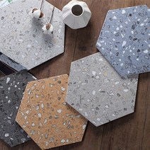 테라조 벽 바닥타일 260x300 헥사곤 북유럽 (17장 박스판매), 260x300테라조헥사곤/오렌지계열 [263024], 17장