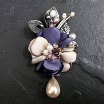 초코젬 코사지플라워진주브로치D 천연담수진주 로맨틱 정장 선물용