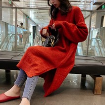 핸더 당일무료배송 여성 컬러옆트임니트 롱니트 니트원피스 봄니트 봄신상니트 20대여성 30대여성
