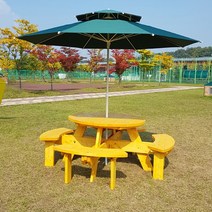 대성하우징(주) 야외테이블 방부 원형테이블 야외용 테이블 파라솔별매, 체리색