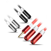 칼론 고급형 스테레오 케이블 연장선 잭 AUX 이어폰 이어셋, 레드, 칼론 APC-A06 고급형 스테레오 칼국수 커플 Y잭케이블 레드