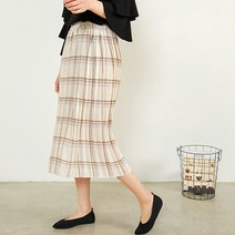 헤이올리 타탄체크 쉬폰 플리츠 스커트 SH186S