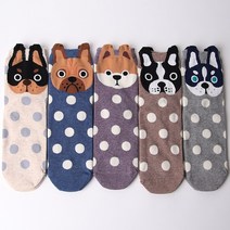 노마코 당일발송 5켤레 1세트 땡땡이 강아지 캐릭터양말 패션양말