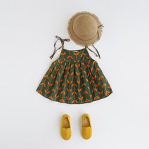 캐보트 여아 비치플라워 끈나시 원피스