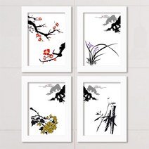 꾸밈 cv361-사군자매난국죽액자세트, 화이트