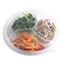 쿡앤락 원형 반찬 셀러드 나눔 일회용 도시락 3칸, 10개, 1개