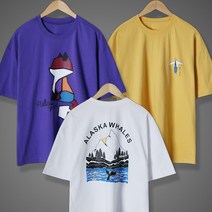 굿럭샵 루즈핏 티셔츠 L-4XL 5XL 트렌드 반팔티 면 오버핏 형광색 화이트 블랙 라운드 반