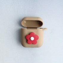 스마트커버 데이지꽃 퍼플 플라워 에어팟키링 에어팟케이스 자동차키홀더, 베이지케이스_레드꽃