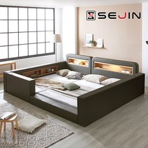 세진침대 스마일 LED 수납 범퍼형 패밀리침대, 6-3.스마일범퍼형+솔리드독립_모카그레이