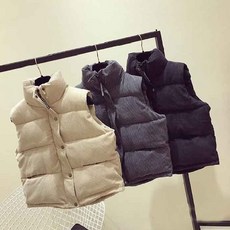 ulzza-cuo 여성패딩조끼 가을겨울용 ulzzang한국스타일 최신스타일 활용성굿 학생 두꺼운 다운점퍼 여자조끼 숏스타일 루즈핏 다운패딩 여성패딩조끼