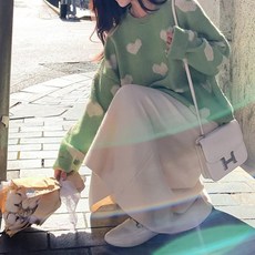 소프트 벌룬 소매 하찌 울 혼방 박시핏 라운드 니트 스웨터 14 J 센슈얼드림 여성용