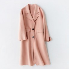 모던 어반 정장 칼라 핸드메이드 양면 캐시미어 코트 성 롱 오버핏 울 코트