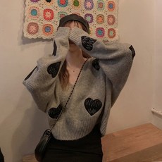 10대 20대 크롭 브이넥니트 루즈핏 여성니트