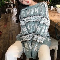 kirahosi 빈티지 크리스마스 하라주쿠 두꺼운 니트 스웨터 14호+덧신증정 BV8r2b8a