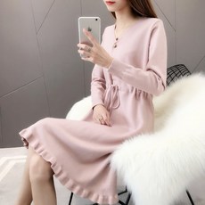가을 여성 니트 롱 원피스 스커트 롱치마 루즈함 H16 王浩