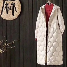 더레드 벌집후드 구스롱패딩