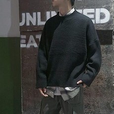 겨울 남자 루즈핏 니트 스웨터 빅사이즈 맨투맨 티셔츠 34 Tey7yn