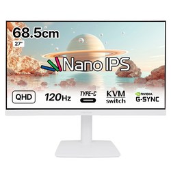 인터픽셀 QHD LG NANO IPS 120Hz 피벗 C타입 컴퓨터 모니터 화이트, 68.5cm, IPQ2730(무결점)