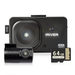 아이리버 2채널 QHD+FHD 초고화질 블랙박스 QF2 WiFi 스마트폰 연동지원, 64GB, WiFi 동글이 + GPS 안테나