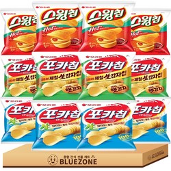 [블루존] 감자소형스낵 세트 포카칩 오리지널4 어니언4 스윙칩 볶음고추장4, 12개, 30g