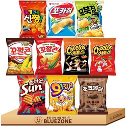 [블루존] 10종 포카칩 꼬북칩 콘칩 꼬깔콘 치토스 스낵 과자세트
