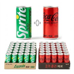 코카콜라 제로, 190ml, 30개 + 스프라이트 제로, 190ml, 30개