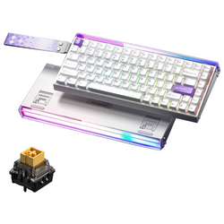 AULA HERO 84HE 마그네틱 축 키보드 유선 게이밍 고성능 8K, RGB light box wired, White Purple Double Keycaps, 라이트닝 자석축